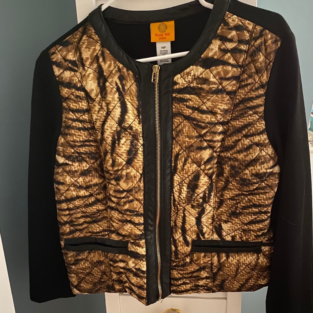 Leopard & leather adorable jacket